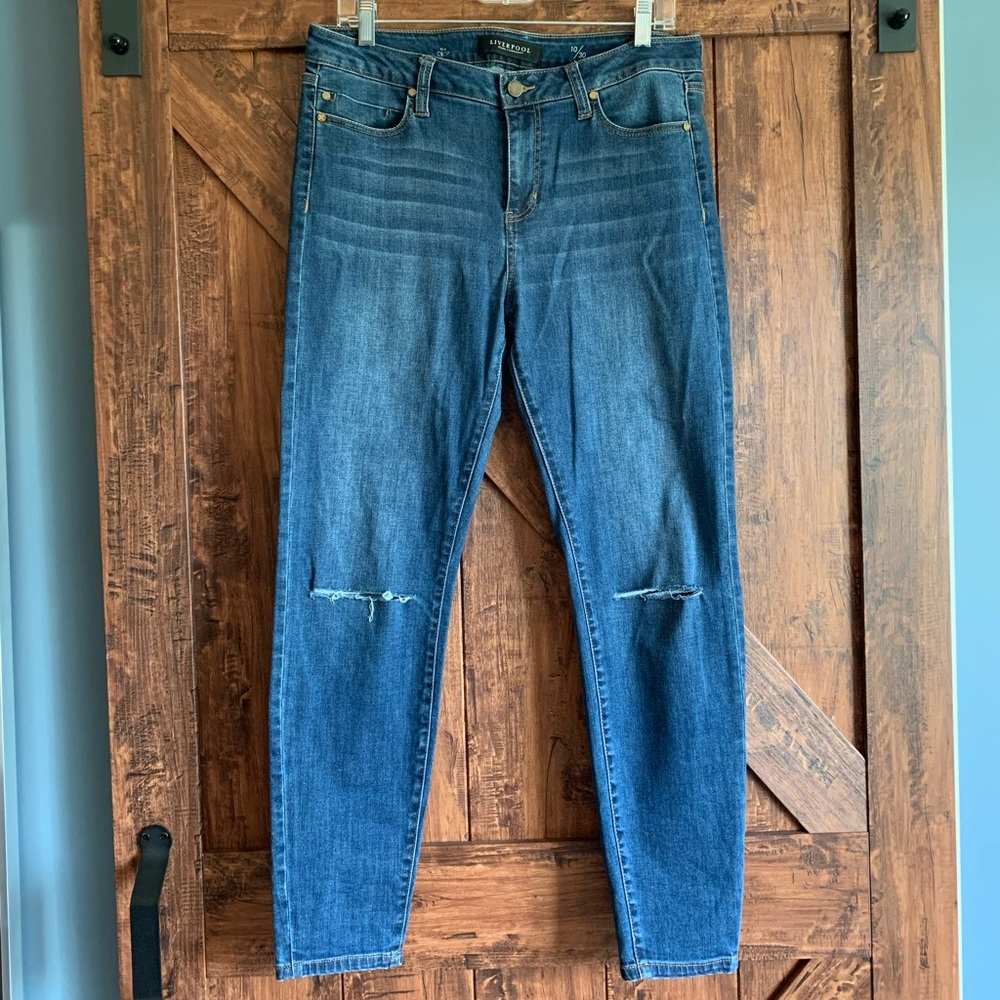 Liverpool slit knee crop jeans